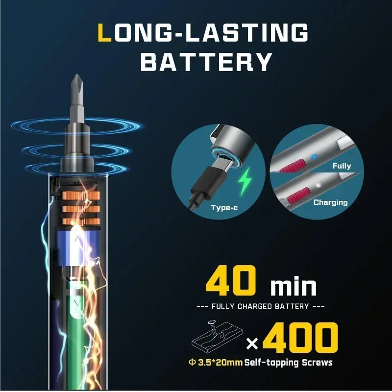 Cordless Electric Precision Screwdriver Set 29/42-in-1, 3 Torque Settings USB-C Rechargeable for Phone & Watch Repair