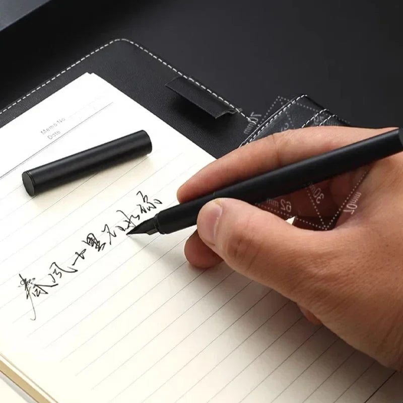 Luxury All-Steel Fountain Pen - Titanium EF/F Nib, 5.5 in (14 cm) Compact Calligraphy & Office Pen