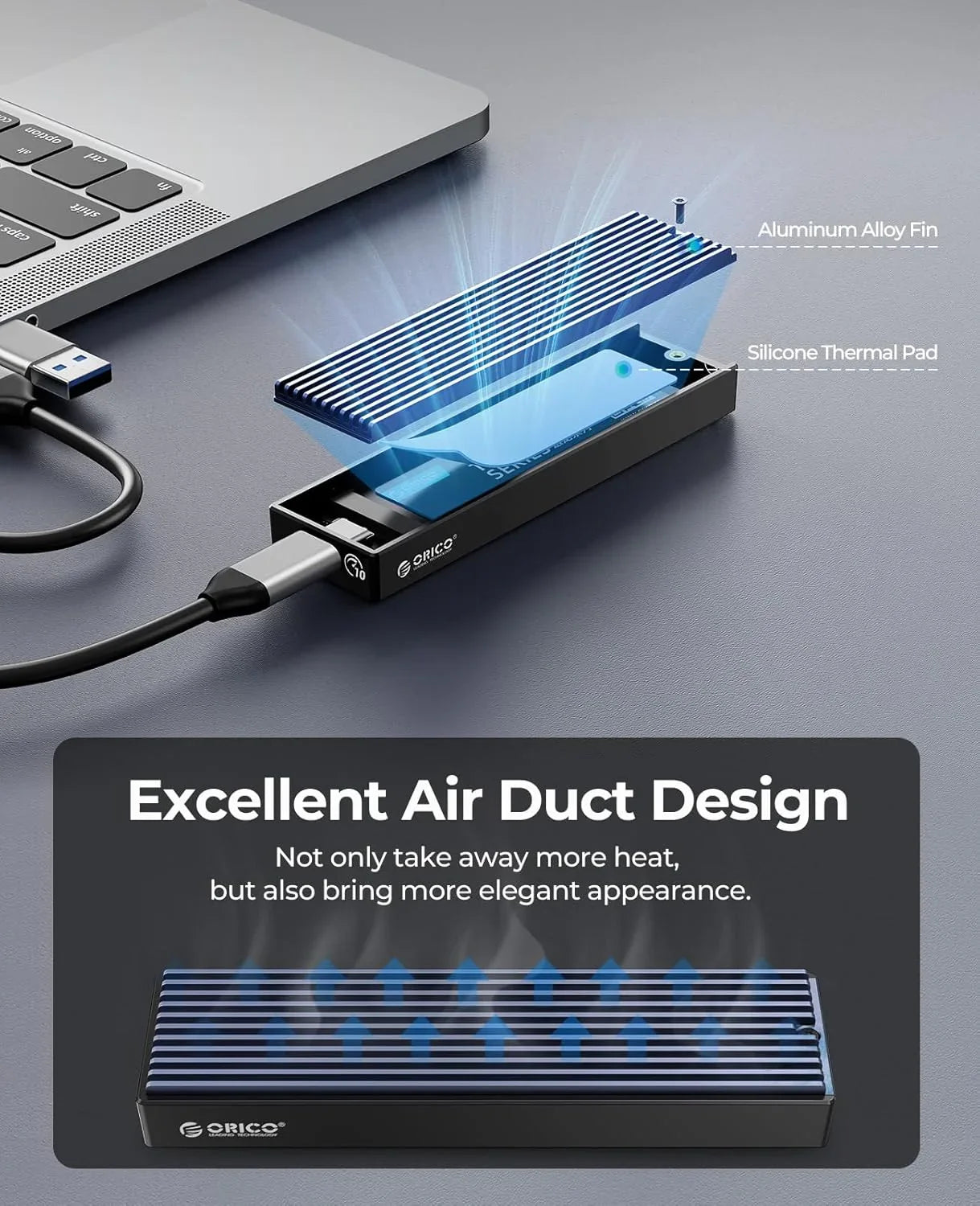 M.2 NVMe & SATA SSD Enclosure USB-C — Supports 2230/2242/2260/2280 | USB 3.2 Gen2 10Gbps / Gen2x2 20Gbps