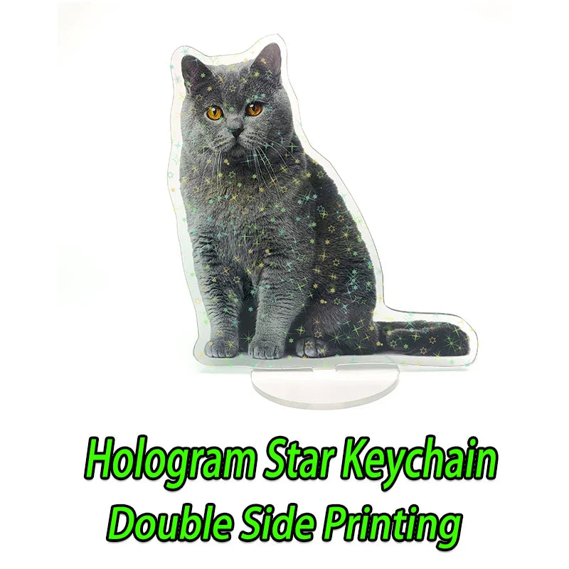 Personalized Holographic Acrylic Photo Keychain – Custom Transparent Pet & Portrait Charm