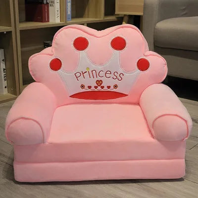 Foldable Kids Cartoon Sofa Bed — Plush Toddler & Baby Seat, Princess Nap Cushion