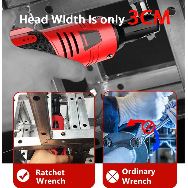 Cordless Right Angle Impact Wrench 3/8 in (9.5 mm) — 12V/18V Brushless Rechargeable Electric Ratchet Driver for Auto & DIY