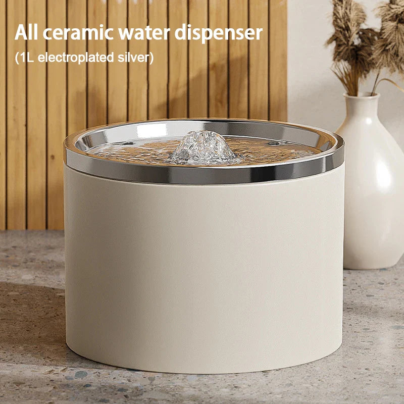 Ultra-Quiet Ceramic Pet Water Fountain for Cats & Small Dogs Automatic Filtered USB Dispenser