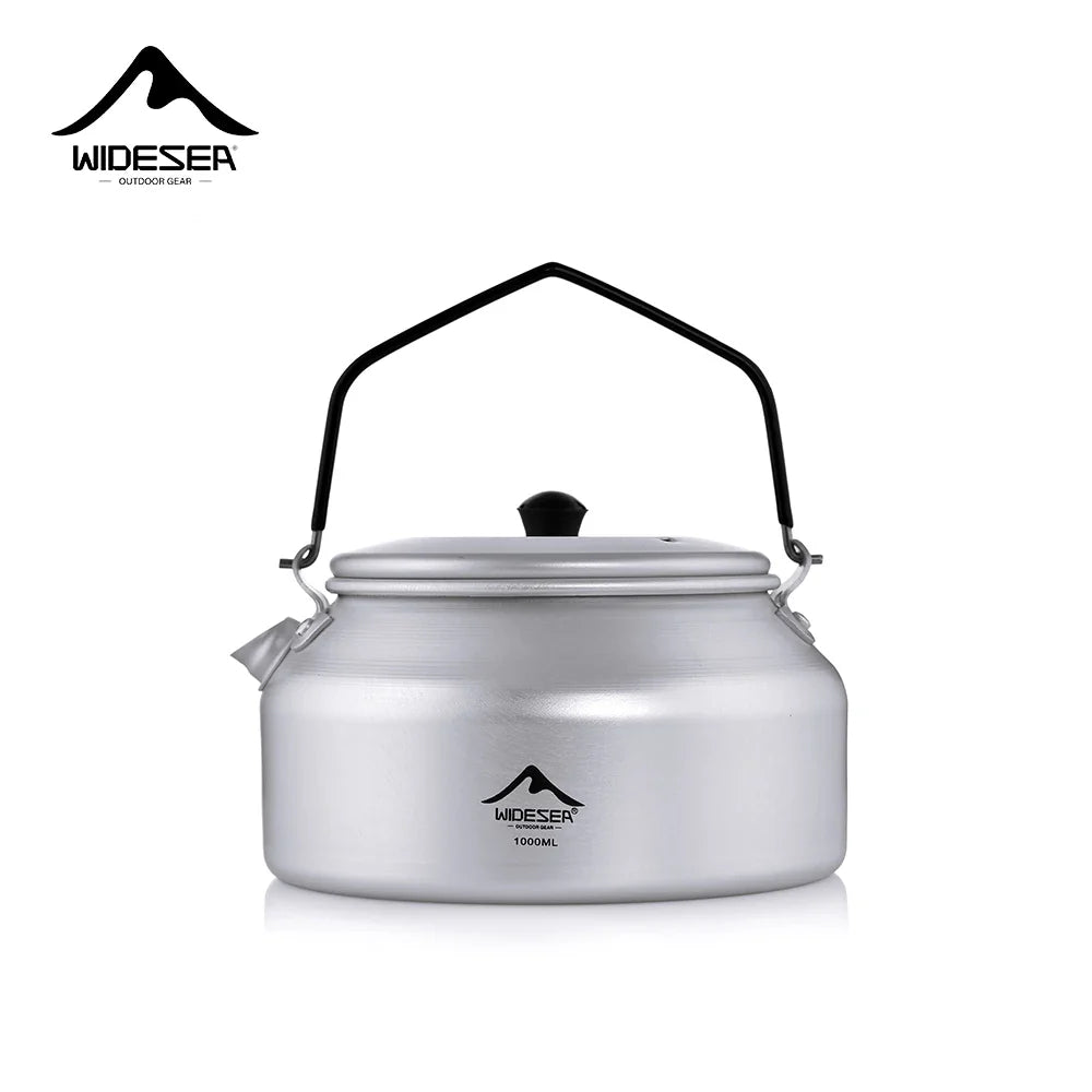 1L Aluminum Camping Kettle Lightweight Portable Travel Kettle with Detachable Handle