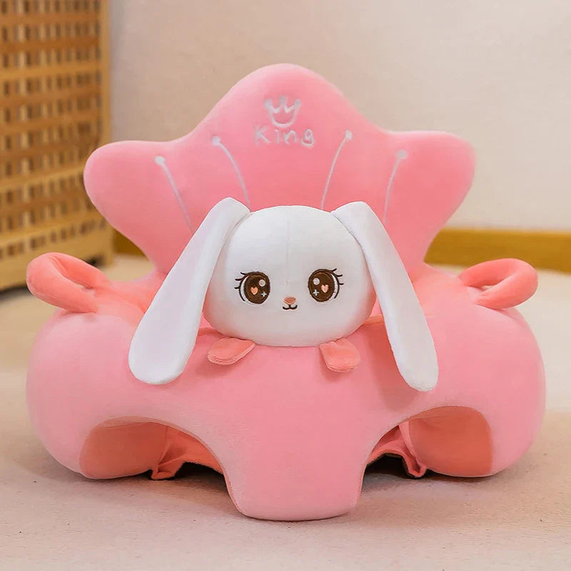Plush Velvet Baby Sofa Seat Cover 50 x 50 x 40 cm (19.7 x 19.7 x 15.7 in) Learn-to-Sit Toddler Support Cover Cartoon Washable No Filling