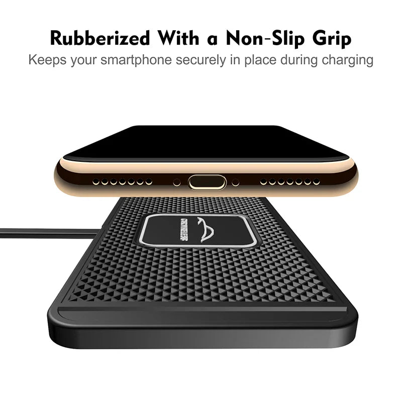 30W Qi Wireless Car Charger Pad – Silicone Non-Slip Fast Charging Mat for Qi-Compatible Phones