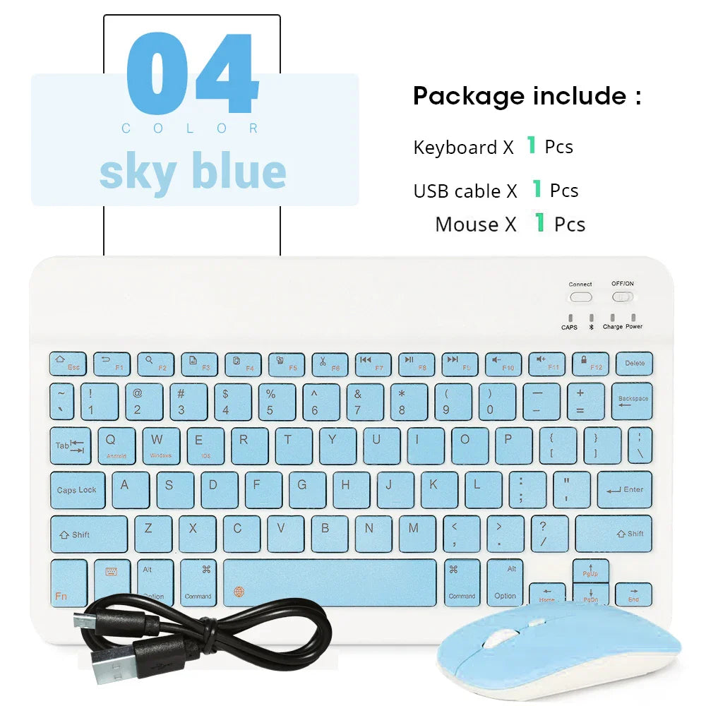 Mini Wireless Bluetooth Keyboard and Mouse — Portable Slim Rechargeable Keyboard for iPad, iPhone, Android Tablets, Samsung, Xiaomi, Mac & Windows