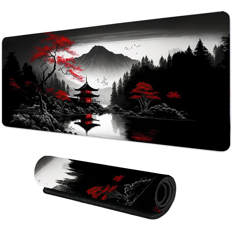 Night Moonlight Large Gaming Mouse Pad Non-Slip Stitched Rubber Desk Mat for Laptop PC Esports