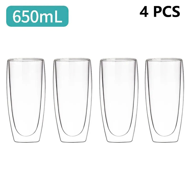 Double Wall Borosilicate Glass Mug - Heat-Resistant Insulated Tumbler for Coffee, Tea, Whiskey, Beer & Cocktails - Gift