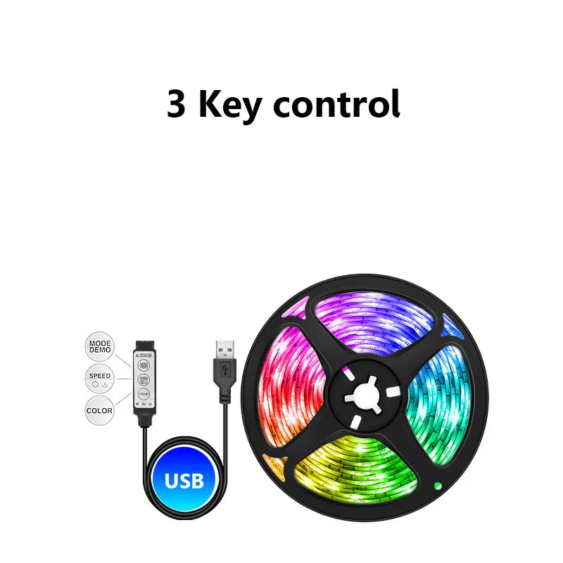 USB 5V RGB LED Strip 5050 SMD Smart Bluetooth & Wi‑Fi LED Tape, Alexa/Google Compatible — 1m to 30m USB RGB Backlight