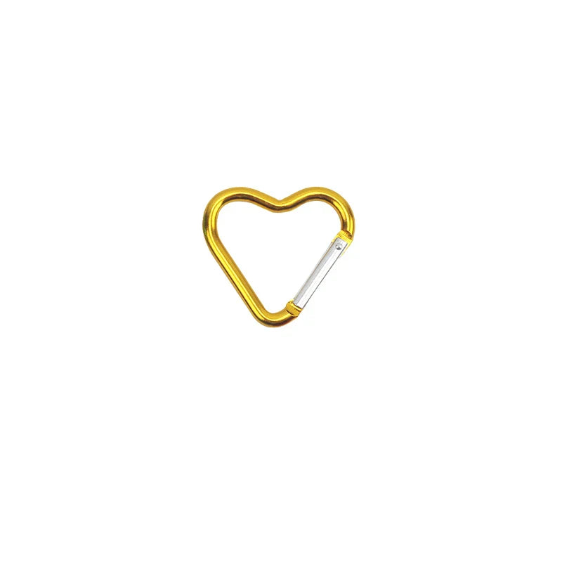 Heart-Shaped Aluminum Carabiner Keychain Clip for Keys, Water Bottles & Bags - Travel Hanging Hook