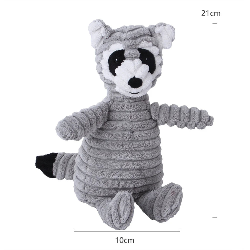 Plush Corduroy Squeaky Dog Toy, Bite-Resistant Animal Plush for Puppies & Small to Large Dogs, Training & Chew Toy
