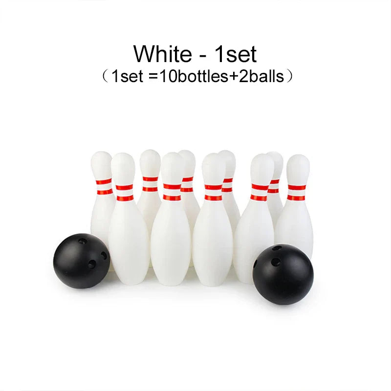 Mini Bowling Set – 2 Balls & 10 Pins Plastic Indoor Outdoor Kids Tabletop Bowling Game