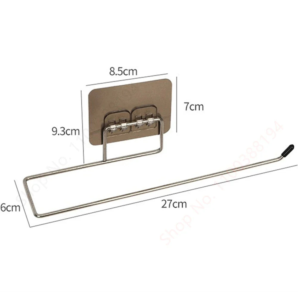 Self-Adhesive Stainless Steel Toilet Paper Holder — No-Drill Wall Mount Tissue & Towel Dispenser (Holds up to 30 cm / 11.8 in)