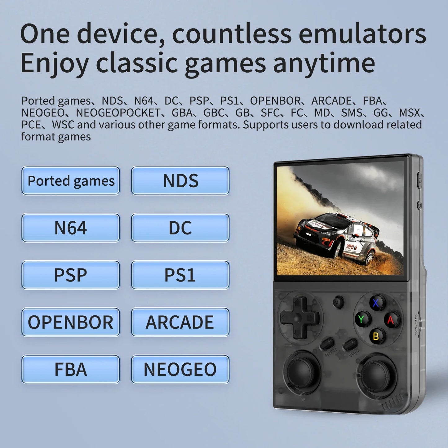Retro Handheld Game Console 3.5-inch (8.9 cm) IPS Screen, Linux 64-bit, Dual Joystick, Vibration Motor, 64GB Built-in, Portable Retro Gaming Player
